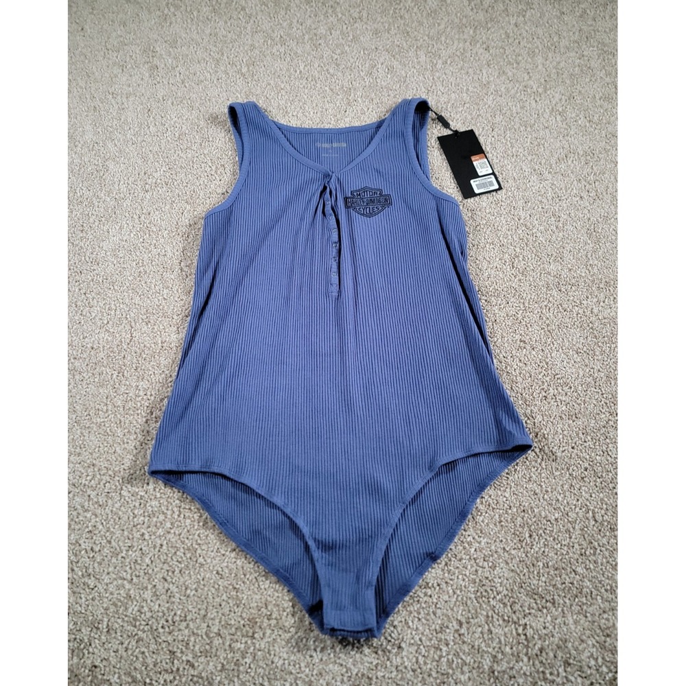 Ladies Harley Davidson Sleeveless Blue Iron Bond Tank Top Bodysuit Size XL NWT